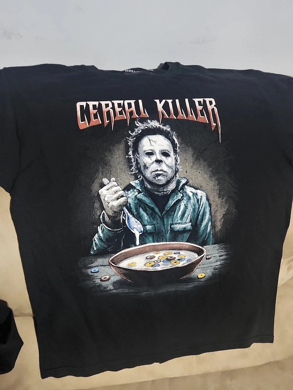 Halloween Michael Myers Cereal Killer Graphic T-Shirt Graphic Tee Black Large